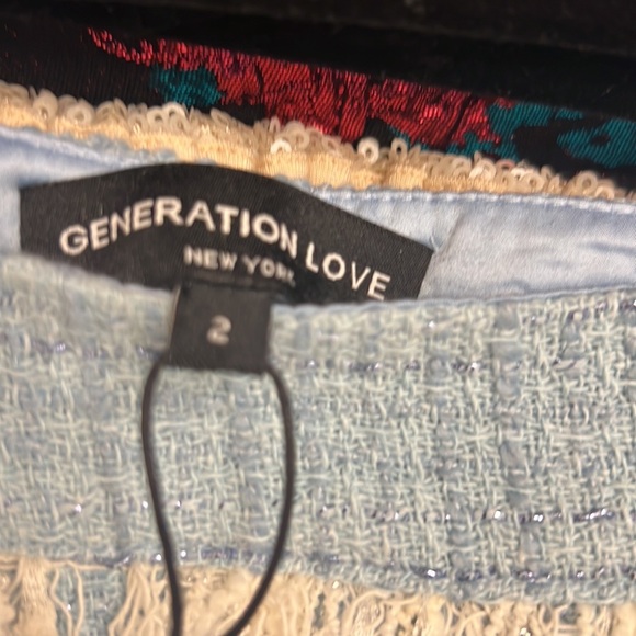 Generation Love Nessa Contrast Tweed Skirt French Blue Cream NWT - Picture 12 of 12
